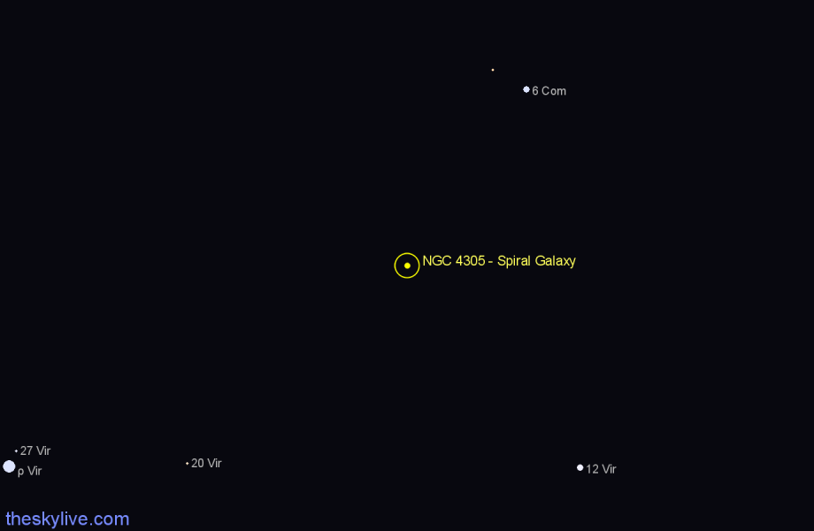 Finder chart NGC 4305 - Spiral Galaxy in Virgo star