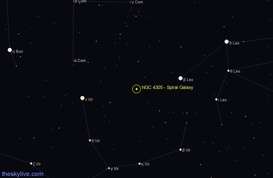 Finder chart NGC 4305 - Spiral Galaxy in Virgo star