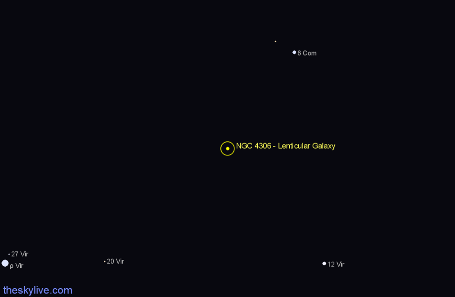 Finder chart NGC 4306 - Lenticular Galaxy in Virgo star