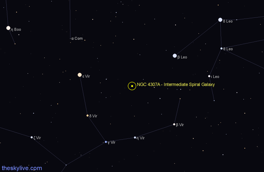 Finder chart NGC 4307A - Intermediate Spiral Galaxy in Virgo star