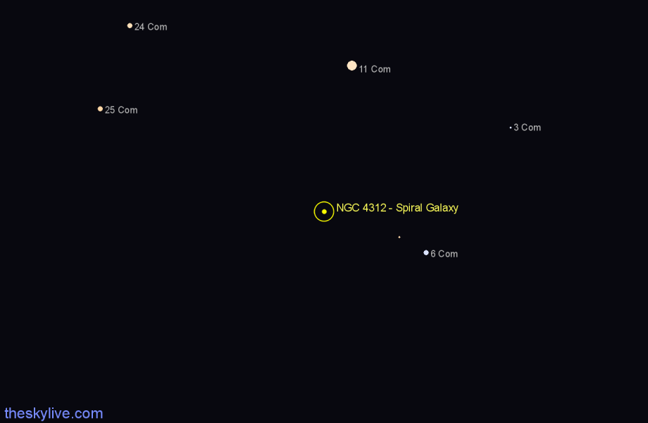 Finder chart NGC 4312 - Spiral Galaxy in Coma Berenices star