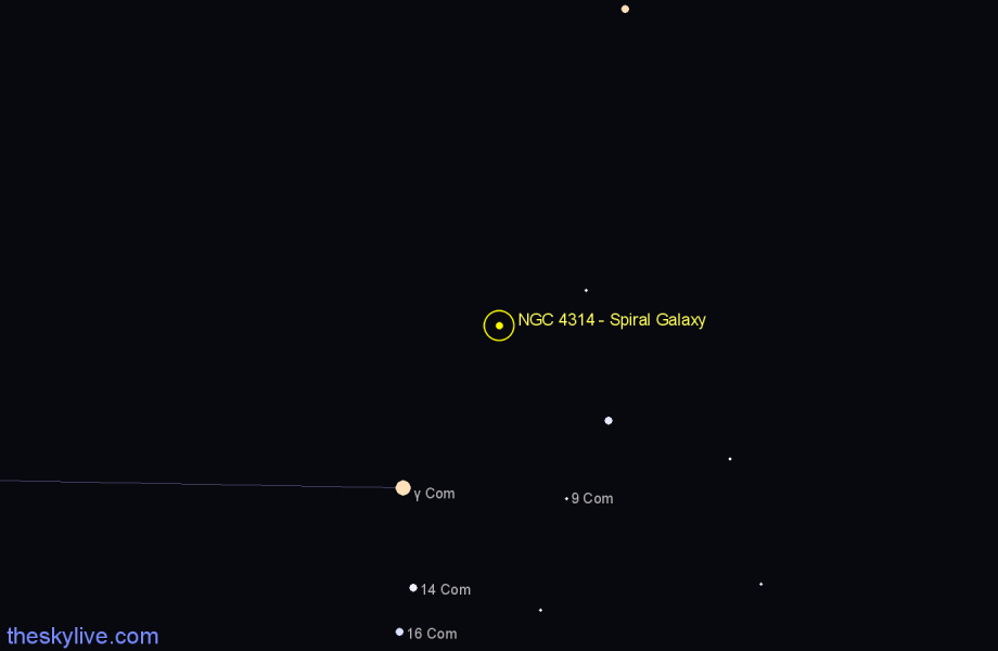 Finder chart NGC 4314 - Spiral Galaxy in Coma Berenices star