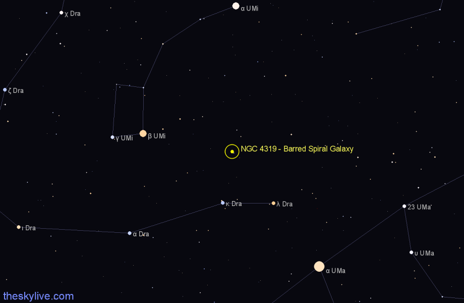 Finder chart NGC 4319 - Barred Spiral Galaxy in Draco star