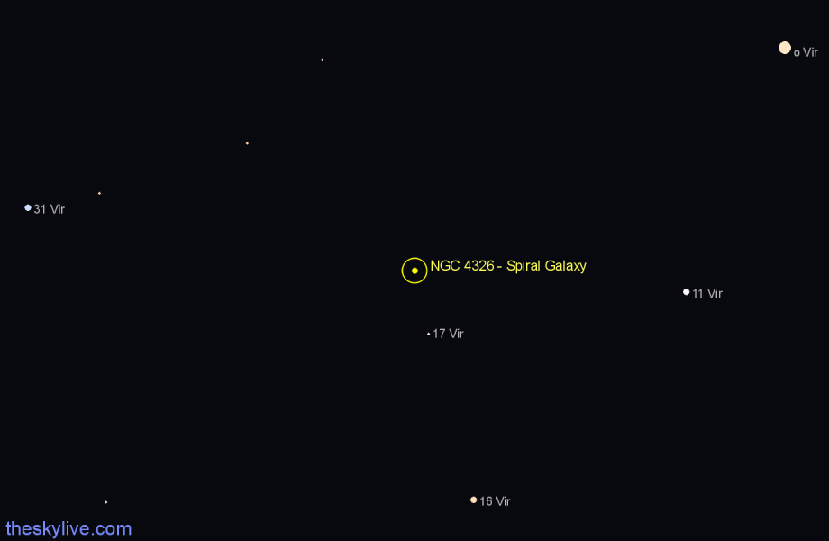 Finder chart NGC 4326 - Spiral Galaxy in Virgo star