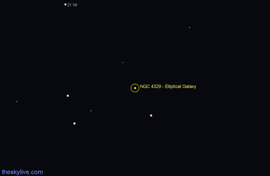 Finder chart NGC 4329 - Elliptical Galaxy in Corvus star