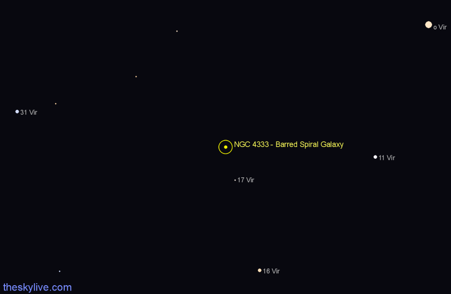 Finder chart NGC 4333 - Barred Spiral Galaxy in Virgo star