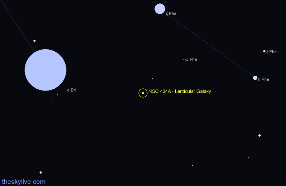 Finder chart NGC 434A - Lenticular Galaxy in Tucana star