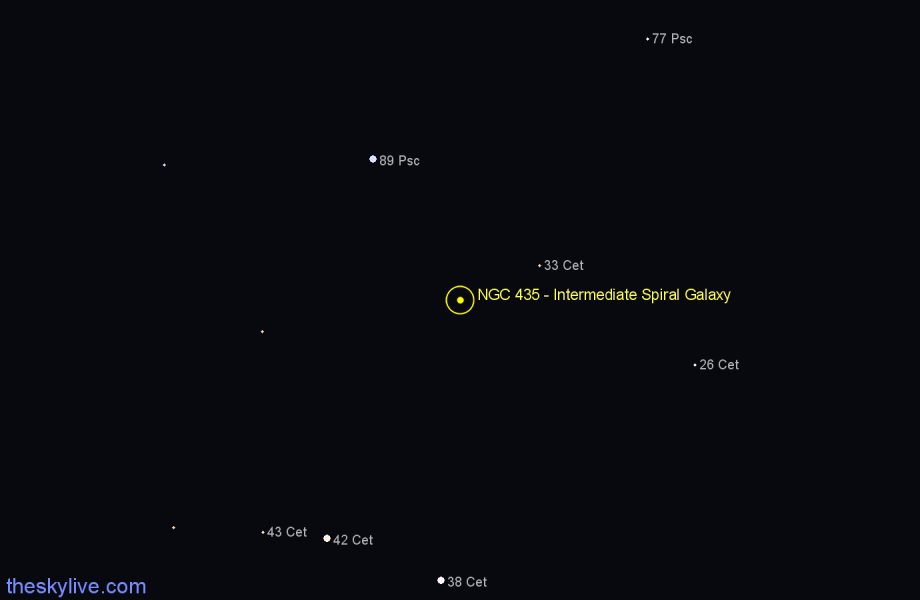 Finder chart NGC 435 - Intermediate Spiral Galaxy in Cetus star