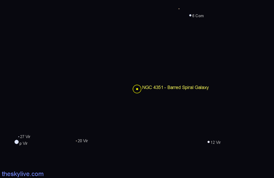 Finder chart NGC 4351 - Barred Spiral Galaxy in Virgo star