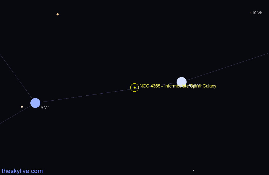 Finder chart NGC 4355 - Intermediate Spiral Galaxy in Virgo star