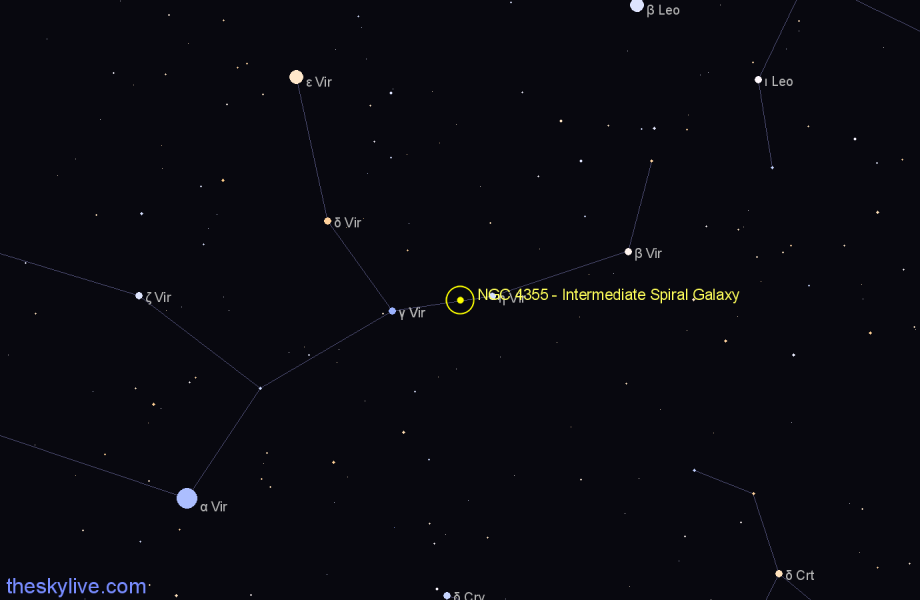 Finder chart NGC 4355 - Intermediate Spiral Galaxy in Virgo star