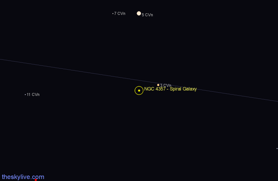 Finder chart NGC 4357 - Spiral Galaxy in Canes Venatici star