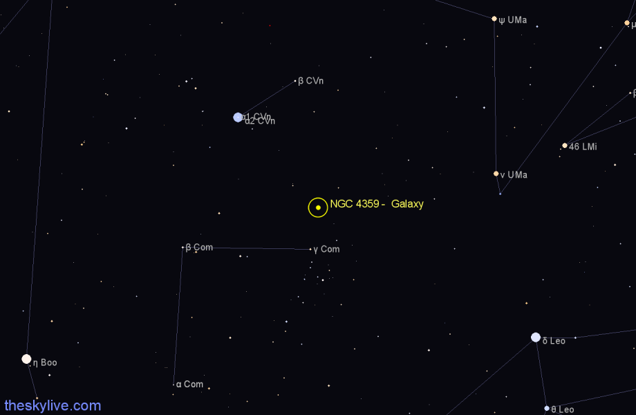 Finder chart NGC 4359 -  Galaxy in Coma Berenices star