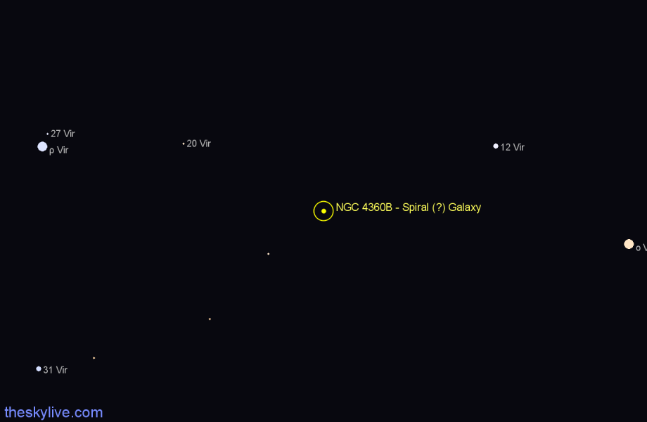 Finder chart NGC 4360B - Spiral (?) Galaxy in Virgo star