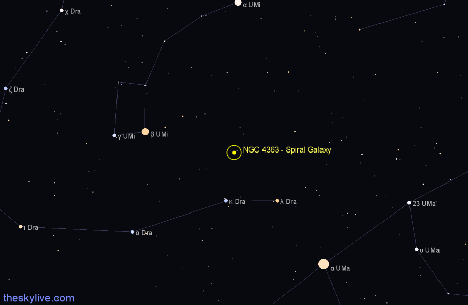 Finder chart NGC 4363 - Spiral Galaxy in Draco star