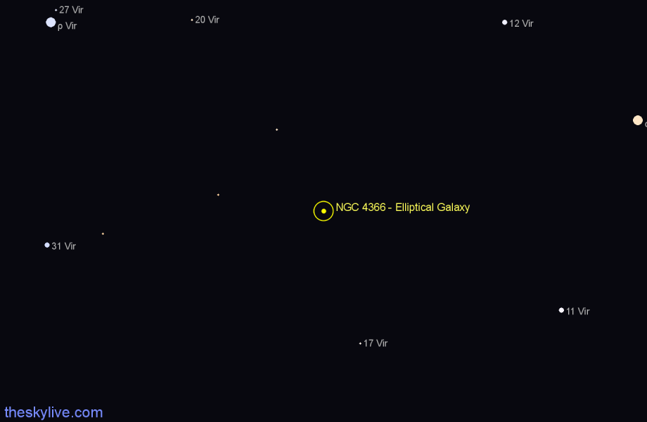 Finder chart NGC 4366 - Elliptical Galaxy in Virgo star