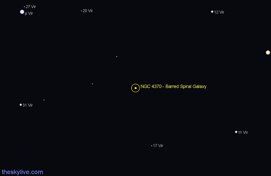 Finder chart NGC 4370 - Barred Spiral Galaxy in Virgo star