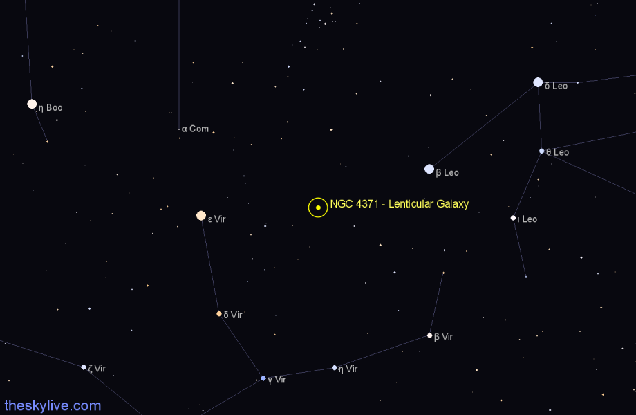 Finder chart NGC 4371 - Lenticular Galaxy in Virgo star