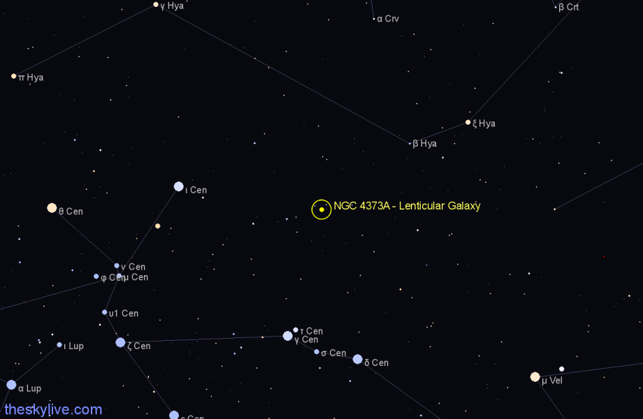 Finder chart NGC 4373A - Lenticular Galaxy in Centaurus star