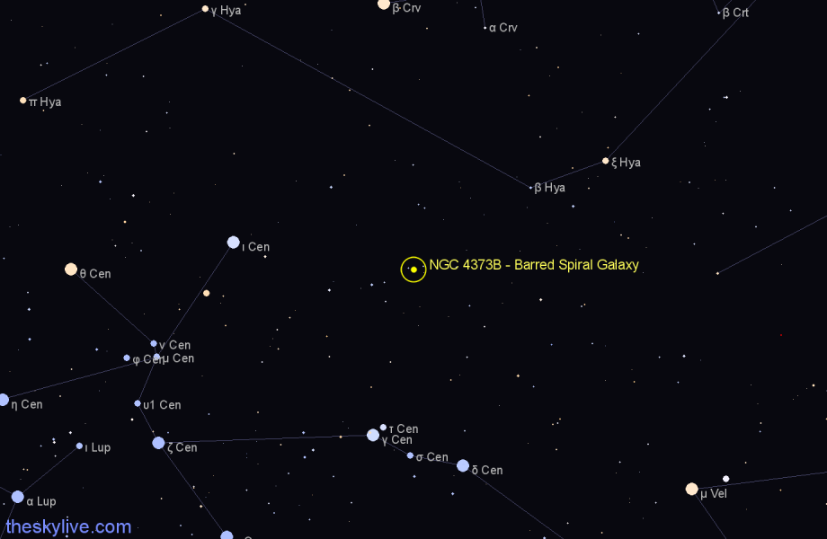 Finder chart NGC 4373B - Barred Spiral Galaxy in Centaurus star