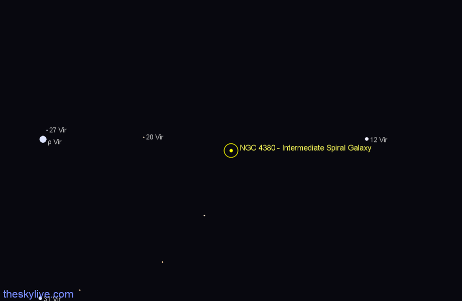 Finder chart NGC 4380 - Intermediate Spiral Galaxy in Virgo star