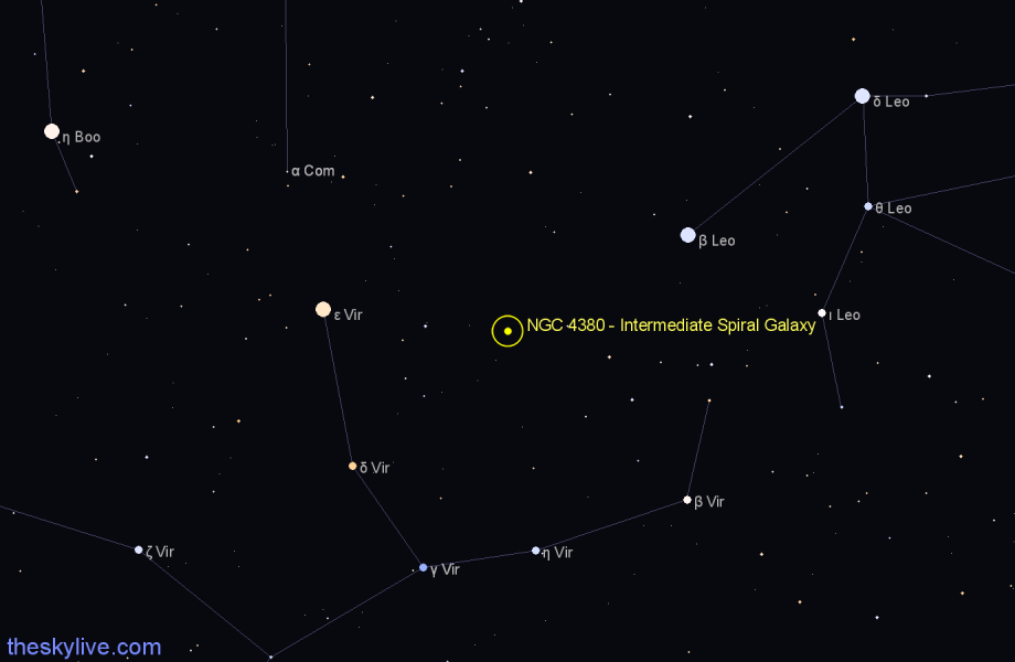 Finder chart NGC 4380 - Intermediate Spiral Galaxy in Virgo star