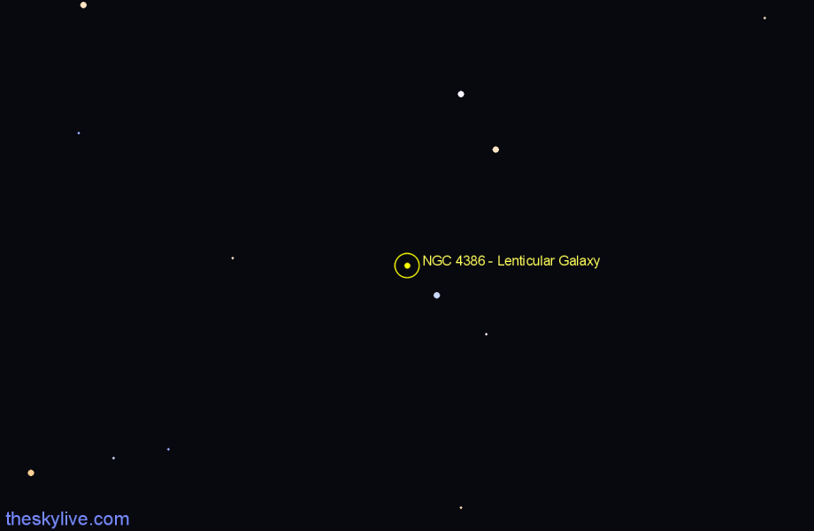 Finder chart NGC 4386 - Lenticular Galaxy in Draco star