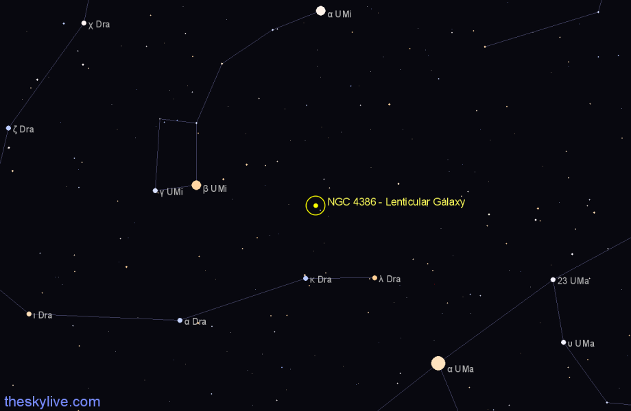 Finder chart NGC 4386 - Lenticular Galaxy in Draco star