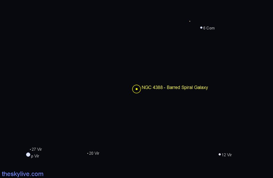 Finder chart NGC 4388 - Barred Spiral Galaxy in Virgo star
