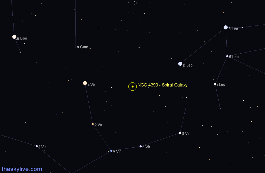 Finder chart NGC 4390 - Spiral Galaxy in Virgo star