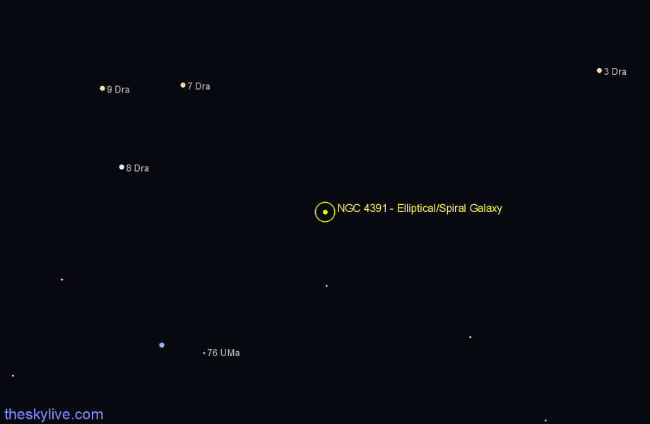 Finder chart NGC 4391 - Elliptical/Spiral Galaxy in Draco star