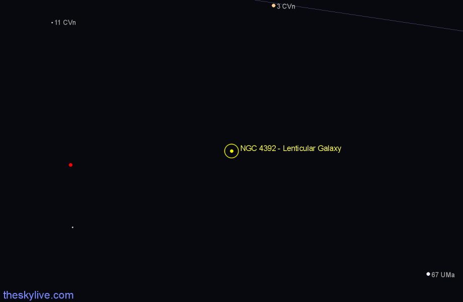 Finder chart NGC 4392 - Lenticular Galaxy in Canes Venatici star