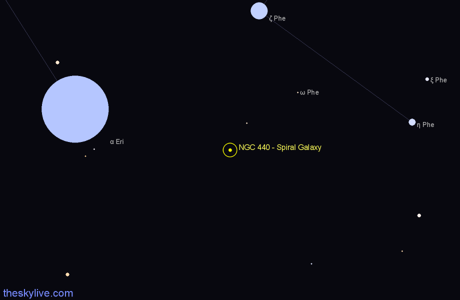 Finder chart NGC 440 - Spiral Galaxy in Tucana star