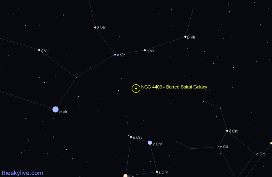 Finder chart NGC 4403 - Barred Spiral Galaxy in Virgo star