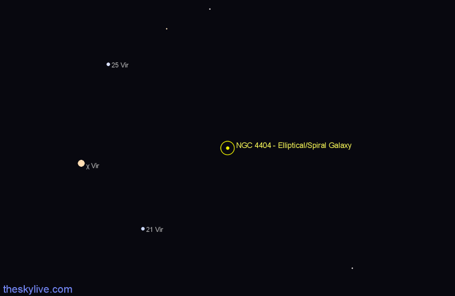 Finder chart NGC 4404 - Elliptical/Spiral Galaxy in Virgo star