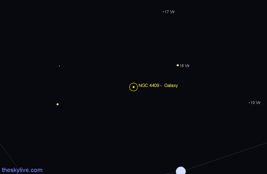 Finder chart NGC 4409 - Galaxy in Virgo star