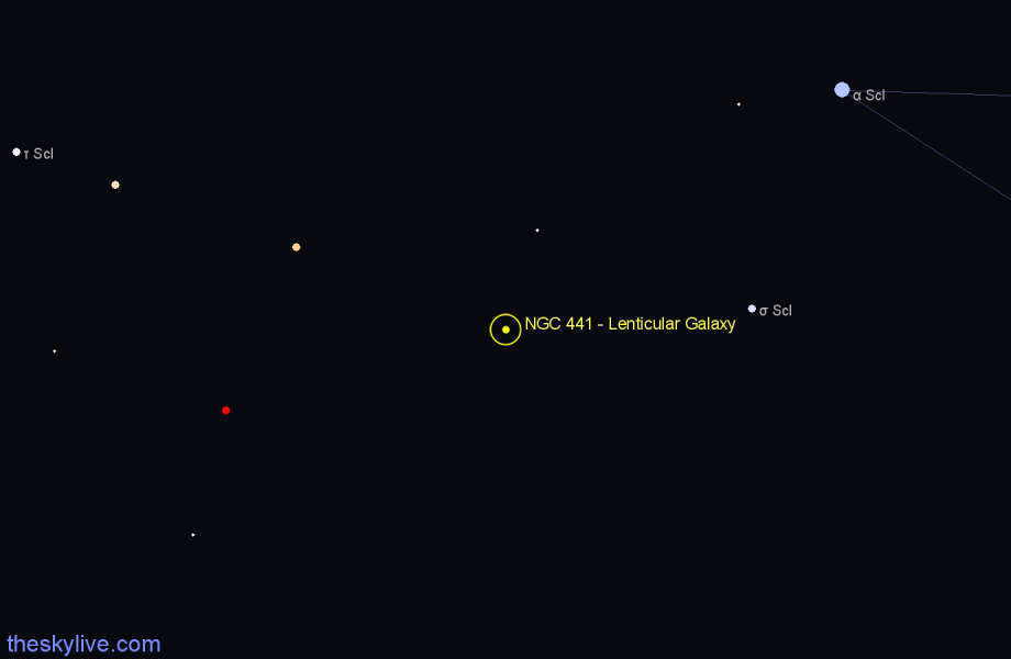 Finder chart NGC 441 - Lenticular Galaxy in Sculptor star