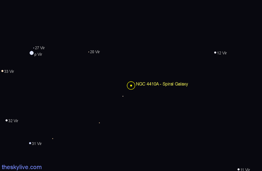 Finder chart NGC 4410A - Spiral Galaxy in Virgo star