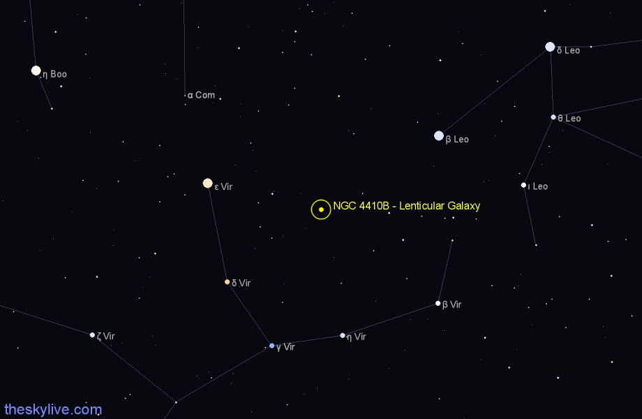 Finder chart NGC 4410B - Lenticular Galaxy in Virgo star