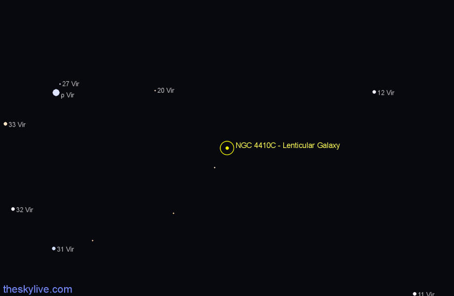 Finder chart NGC 4410C - Lenticular Galaxy in Virgo star