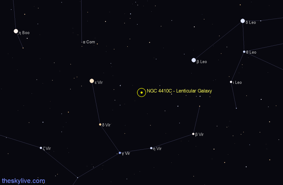 Finder chart NGC 4410C - Lenticular Galaxy in Virgo star