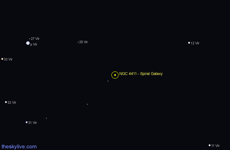 Finder chart NGC 4411 - Spiral Galaxy in Virgo star