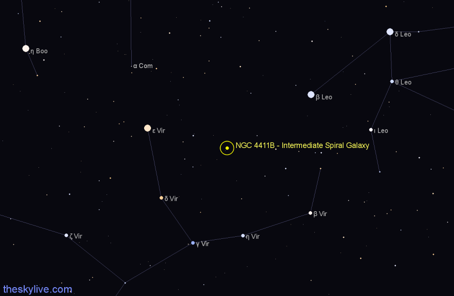 Finder chart NGC 4411B - Intermediate Spiral Galaxy in Virgo star