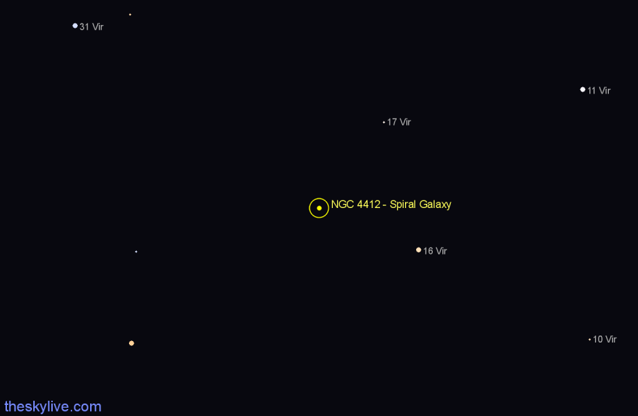 Finder chart NGC 4412 - Spiral Galaxy in Virgo star