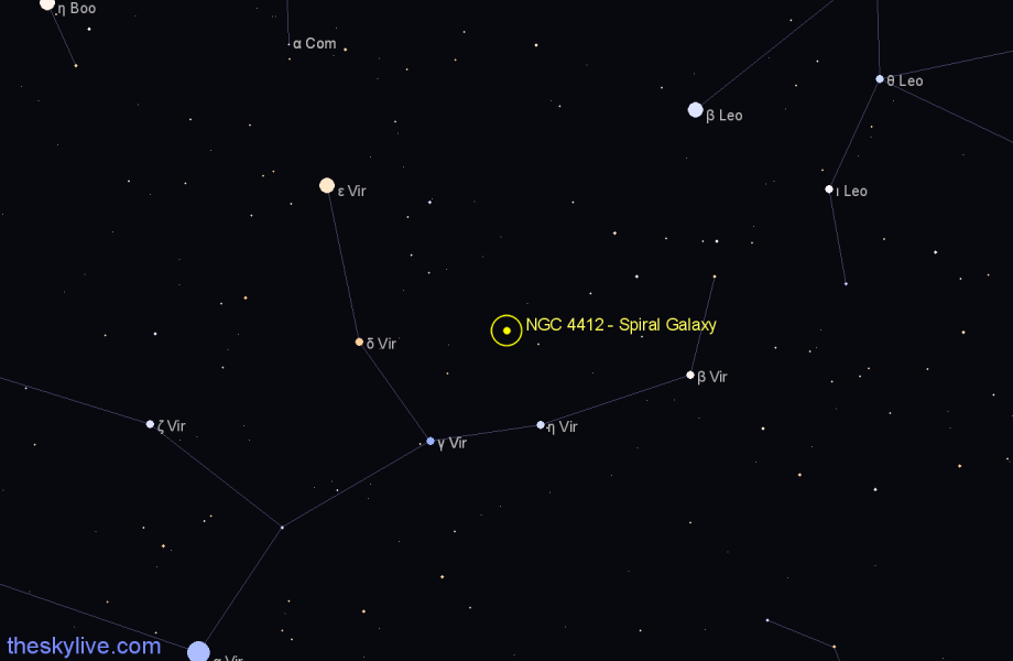 Finder chart NGC 4412 - Spiral Galaxy in Virgo star