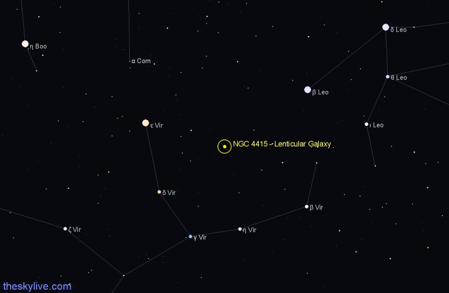 Finder chart NGC 4415 - Lenticular Galaxy in Virgo star