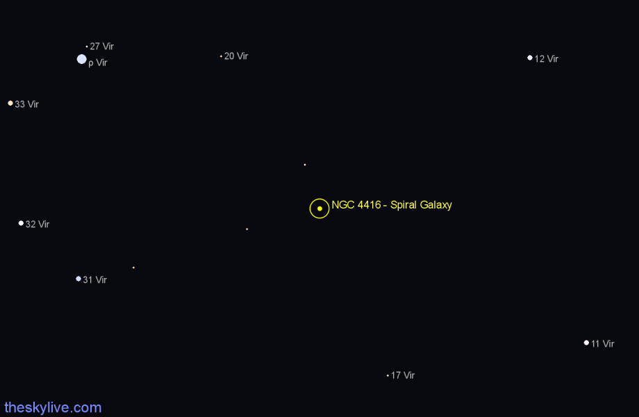 Finder chart NGC 4416 - Spiral Galaxy in Virgo star