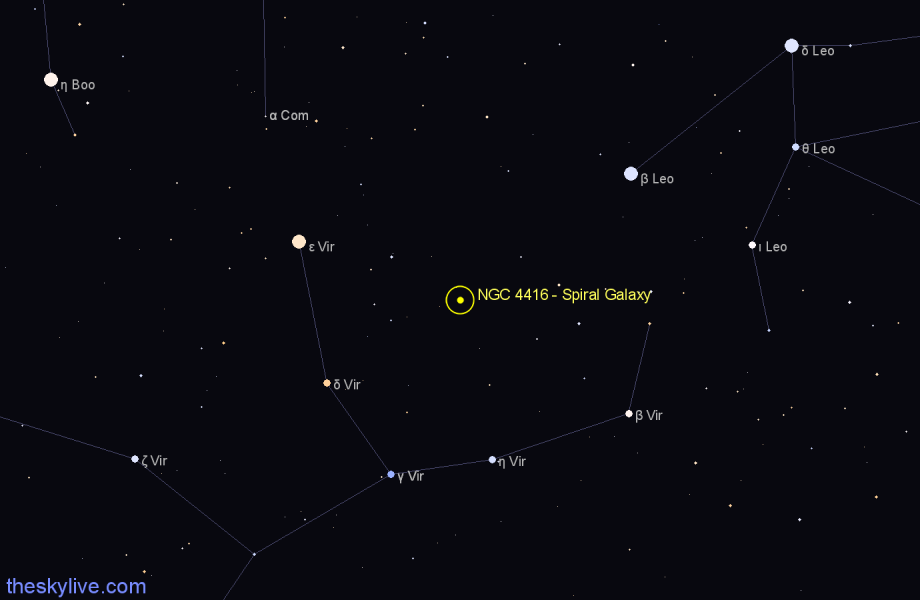 Finder chart NGC 4416 - Spiral Galaxy in Virgo star