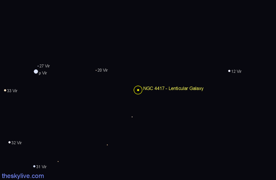 Finder chart NGC 4417 - Lenticular Galaxy in Virgo star