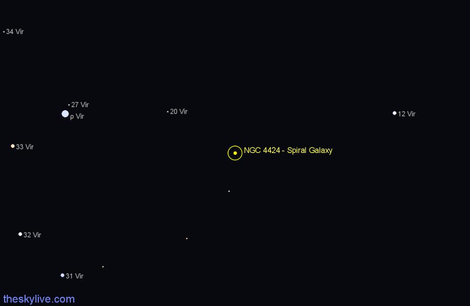 Finder chart NGC 4424 - Spiral Galaxy in Virgo star